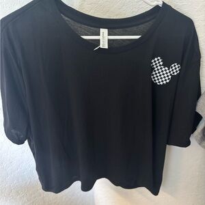Black T-Shirt with Checkered Mouse Design